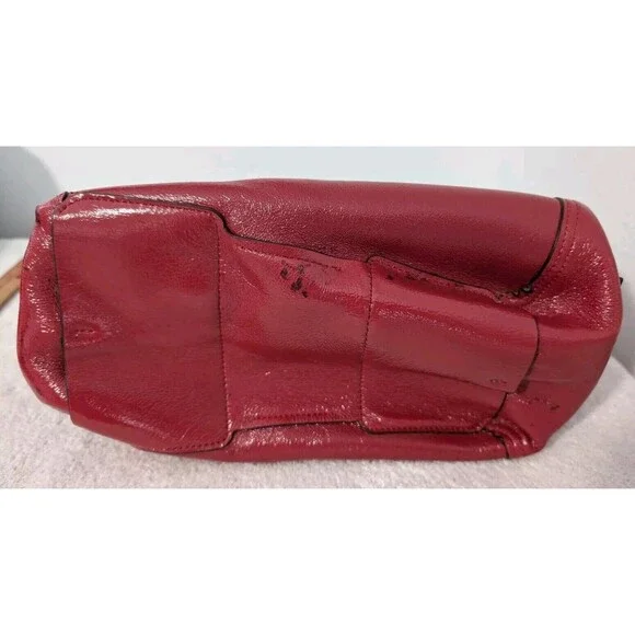 Tory Burch Perry Leather Satchel Bag Brown Moose w/ Red Interior - Picture 10 of 13